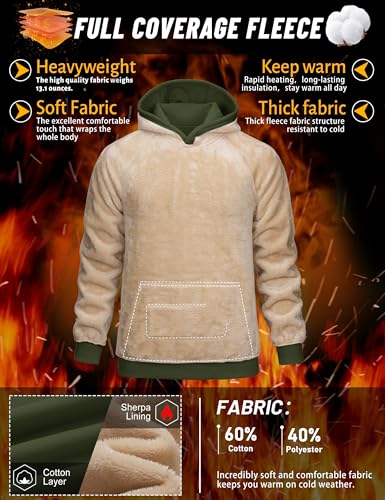 TACVASEN Men's Sherpa Lined Hoodies Pullover Heavy Thick Fleece Winter Warm Athletic Sweatshirts with Kangaroo Pocket2