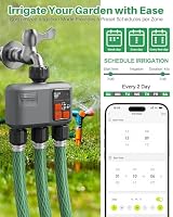 johgee Bewässerungscomputer WLAN 3 Ausgänge mit 300M RF-Technologie & starke Wanddurchdringung, Bewässerungscomputer Smart mit Alexa & Smart Life App, Automatischem Bewässerungssystem für Garten Rasen – Ansicht 6