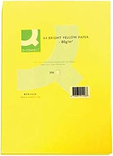 Papel color q-connect din a4 80gr amarillo intenso paquete de 500 hojas
