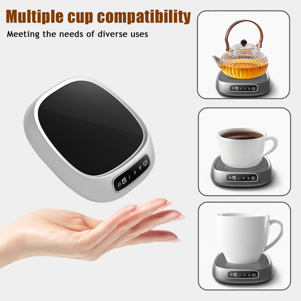 Calentador de Tazas de café, Calentador de Tazas Inteligente, 3 configuraciones de Temperatura, Posavasos calentado con Pantalla Inteligente para café, té, Bebidas, Leche