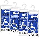 LotFancy Handicap Parking Placard Holder Cover, Disabled Parking Permit with Large Hanger for Autos, Pack of 4