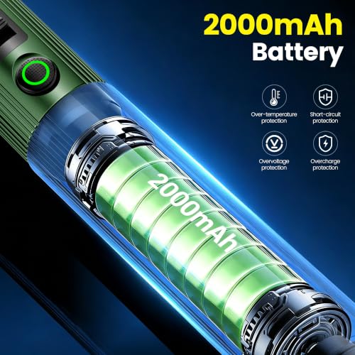 PHILIPS SFL5288 Rechargeable EDC Flat Flashlight with Camping, Warm White LED Combo, 1000 High Lumens Aluminium Portable Pocket Lights with 10 Modes, Two Sources for Outdoors Emergency Working (Green) - image 8