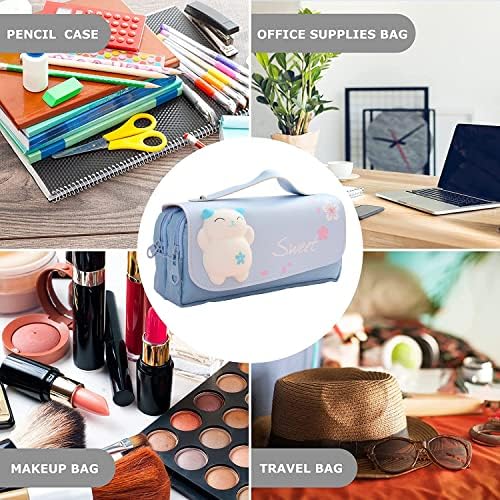 Pencil Case,Multi Compartments Large Capacity Pencil Pouch Pen Bag for Teen Girl Women,Students Adults Stationery Organizer Makeup Bag (Purple)