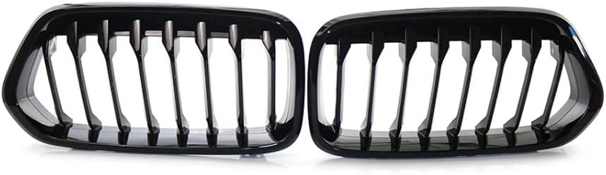 Single Slat 1-Slat Style 1 Pair Front Bumper Kidney Grille Grill For BMW X2 F39 SUV 2018-2023 Gloss Black Racing Grills Car Accessories Mesh Hood