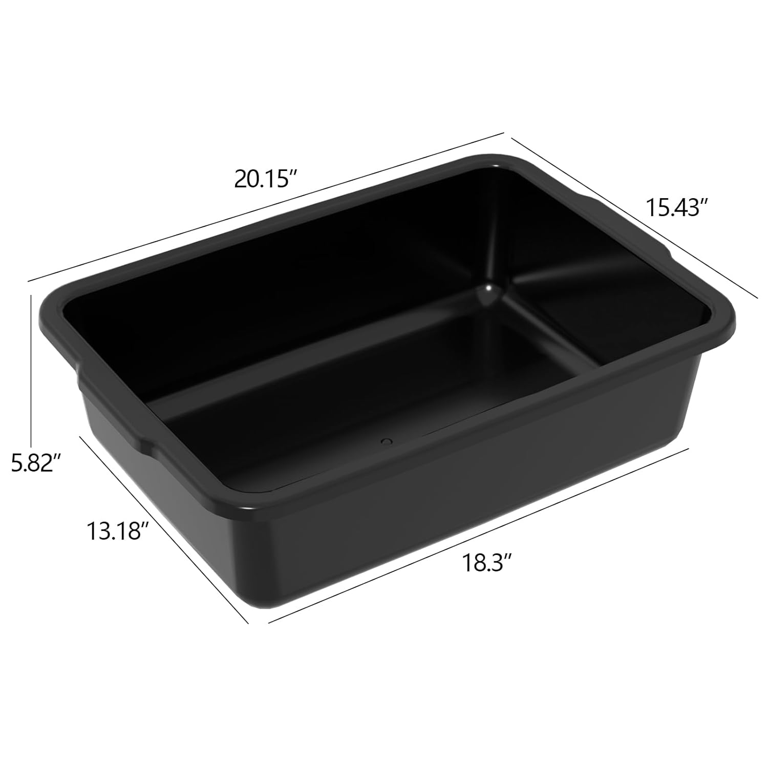 6 Packs 24 L Plastic Commercial Bus Tub, Food Service Bus Tub, Black