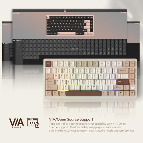 Image of Womier RD75 Pro 75% Wireless Aluminum Gaming Keyboard, QMK /VIA Tri-Mode Mechanical Keyboard, Custom Hot Swappable with RGB, Creamy Keyboard for Windows /Mac /PC - Milk White