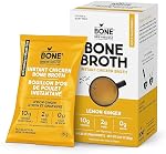 Bone Brewhouse - Chicken Bone Broth Protein Powder - Lemon Ginger Flavour - Keto & Paleo Friendly - Instant Soup Broth - 10g Protein - Natural Collagen, Gluten-Free & Dairy free - 5 Individual Packets