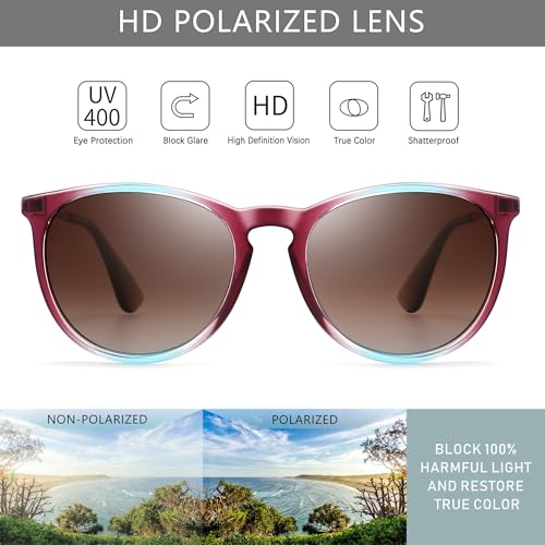 Image of SUNGAIT Premium Vintage Round Sunglasses for Women Men Classic Retro Style