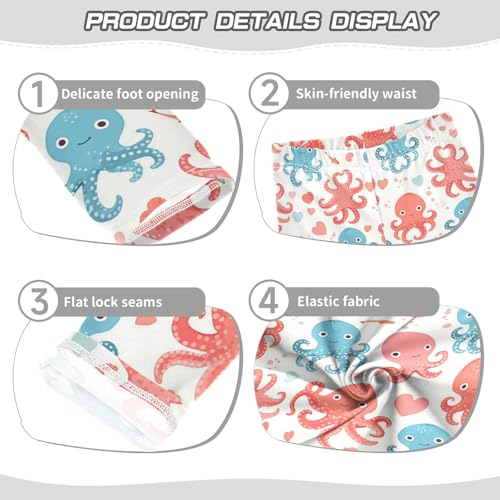 Wusikd Octopus Girls' Leggings Toddler Doodles Colorful Kids Yoga Pants Dance Active Tights 4T3