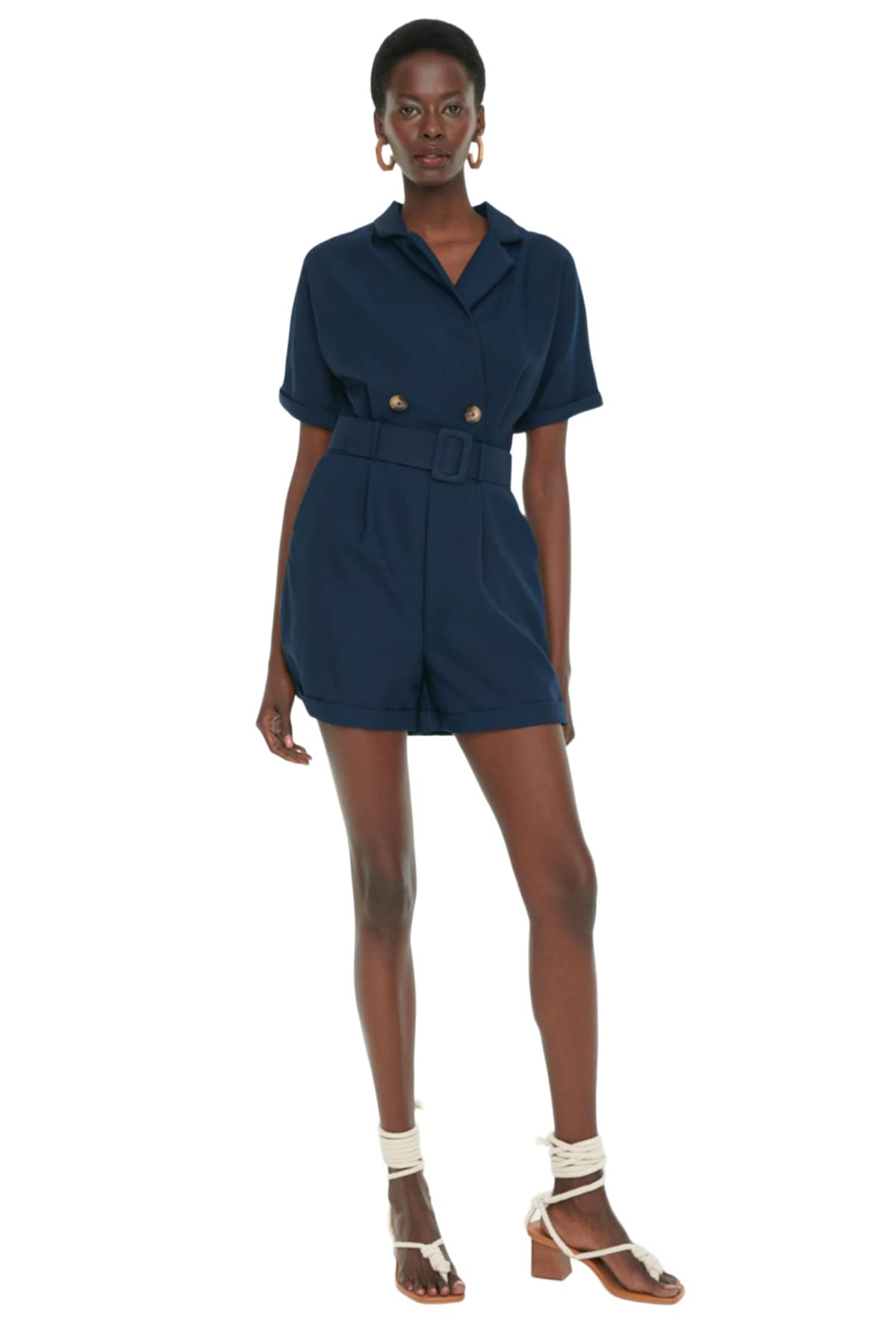 Trendyol Damen Navy Gebogen Overall. Overall, 42 Eu