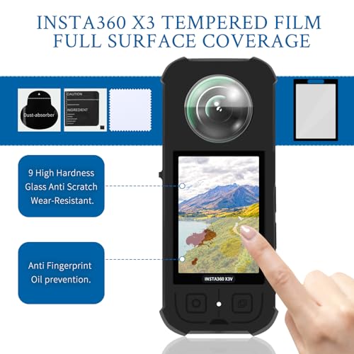 Image of Camera Protective Accessories Kit for Insta 360 X3 Include Silicone Protective Cover /Screen Protectors /Camera Case(with Buckle) /Front Behind Lens Guard