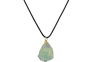 Hand Crafted Natural Green Fluorite Crystal Necklace for Reiki and Healing