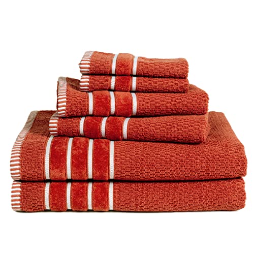 Bedford Home Home 100% Cotton Rice Weave 6 Pc Towel Set Brick