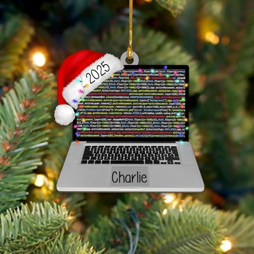 DIY Computer Programmer Christmas Ornament, Laptop Code Ornament, Gift for Computer Developer, Christmas 2025 Gift for Coder Manager, Program Developer, Xmas Tree Decor, IT Coder Xmas Keepsake
