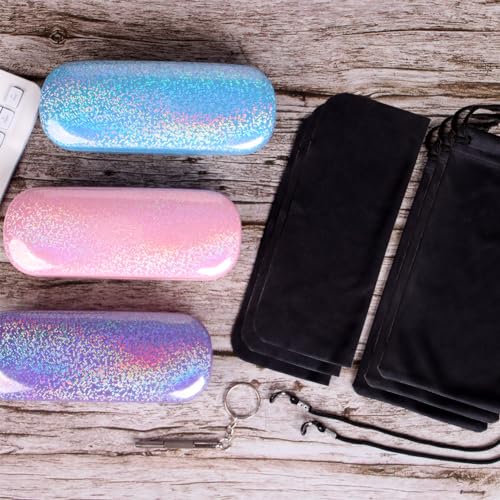 Image of ADBGV 3Pcs Unisex Hard Shell Eyeglasses Cases, Protective Case For Glasses,Sunglasses Case with Cleaning Cloth