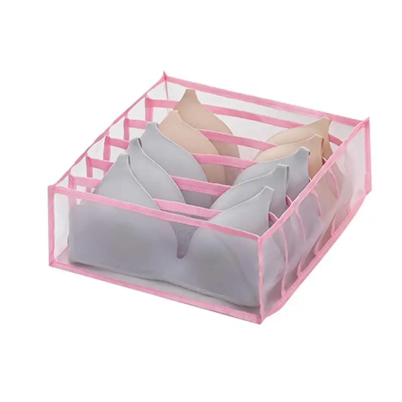 LADFRTYU Sock Storage Box Jeans Storage Box Closet Wardrobe Clothes Compartment Boxes Drawer Socks Separation Organizer Pants(Pink 6grids)