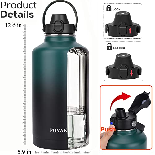 Water Bottle Insulated 32oz 40oz 64oz 128oz Straw Lid Spout Lid & 3 Lids, Leak Proof, Vacuum Insulated,Stainless Steel Water Bottle Wide Mouth for Sports, Gym or Office, BPA-Free Keep Cold 24H Hot 12H 4 Water Bottle Insulated 32oz 40oz 64oz 128oz Straw Lid Spout Lid & 3 Lids, Leak Proof, Vacuum Insulated,Stainless Steel Water Bottle Wide Mouth for Sports, Gym or Office, BPA-Free Keep Cold 24H Hot 12H - Image 2
