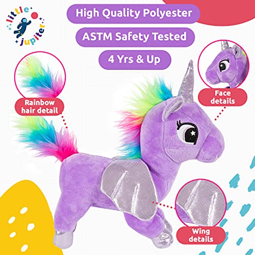 Little Jupiter Plush Pet Set - Unicorn Toys - Unicorns Gifts For Girls - Stuffed Animal For Kids - Unicorns - Plush Toy - W/Reversible Sequins & Charm (Purple Rainbow Unicorn) Age 4-5 - 6-7 Yr #TOP4
