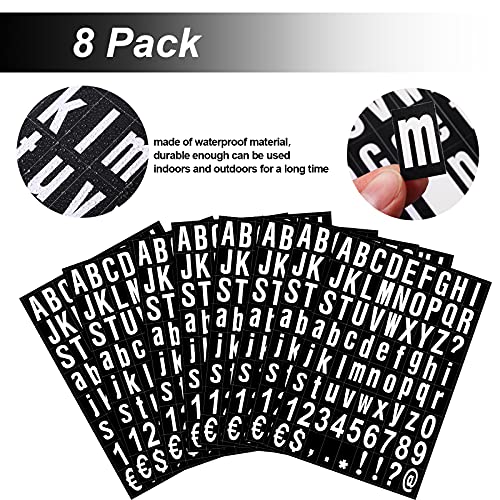Image of Zonon 8 Sheets Mailbox Numbers Letters Stickers,1 Inch,Black, White in Back