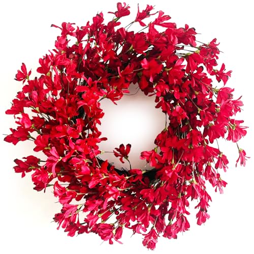 Spring Wreath for Front Door, 24 Inch Spring Red...