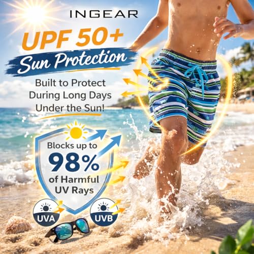 Image of INGEAR Little Boys Quick Dry Beach Board Shorts Kids Swim Trunk Swimsuit Beach Shorts Swim Trunk for Boys