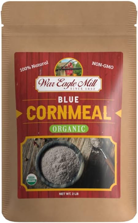 War Eagle Mill Blue Cornmeal, Organic, non-GMO, stone-ground in the Ozarks (2lbs)