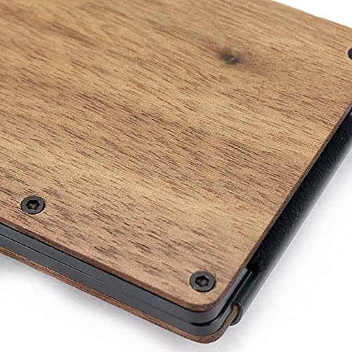 Quluxe Super Slim Minimalist Front Pocket RFID Blocking Wood Wallets for Men with Money Clip- Walnut Color4