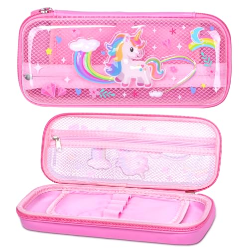 Hap Tim Astuccio per matite per bambini, bambine e ragazzi, grande astuccio per matite, parte superiore in PVC resistente, fondo in PU ed EVA, organizer per cancelleria per scuola e ufficio.(PC-UC)