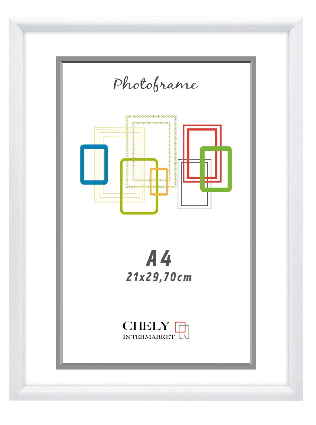 CHELY INTERMARKET Marco de fotos A4 (21x29,7 cm) MOD 316 Blanco Cuadro de pared ideal para fotos y diplomas