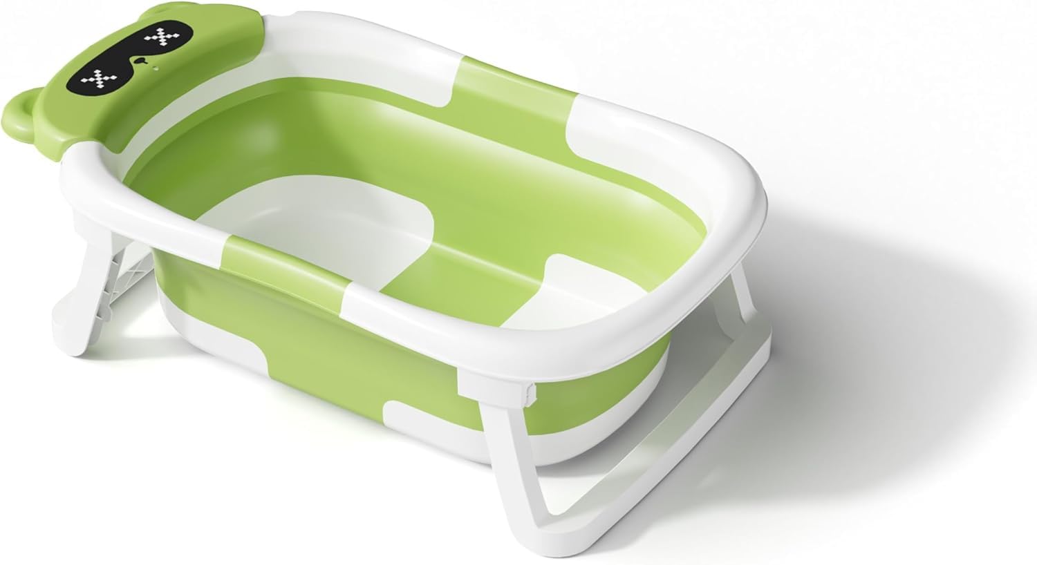 NOT JUST A BOX - Vaschetta Bagnetto Pieghevole Neonato, Indicatore di Temperatura, Foro di Drenaggio, Cuscino Antiscivolo, per bambini fino a 24 mesi (VERDE)