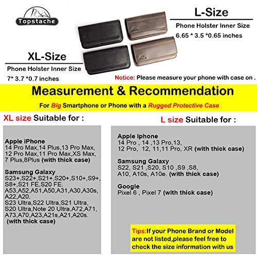 Topstache X-Large Leather Phone Holster,Flip Cell Phone Case With Belt Clip For S23 Ultra S23 Plus,Leather Case For Iphone 14 Pro Max,Universal Smartphone Leather Sheath For Phone With Protective Case #TOP5