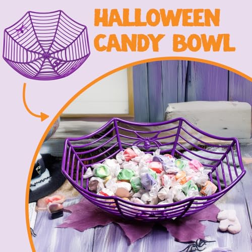 Image of JOYIN 5 Pcs Halloween Candy Bowl Spider Web Trick or Treat Dish Decorations Indoor, Plastic Bowl Party Favors Supplies for Table Desk Haunted House Basket Decor