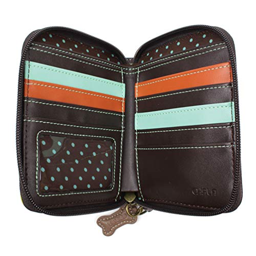 Image of CHALA Zip Around Wallet, Wristlet, 8 Credit Card Slots, Sturdy Pu Leather - Corgi - Mustard