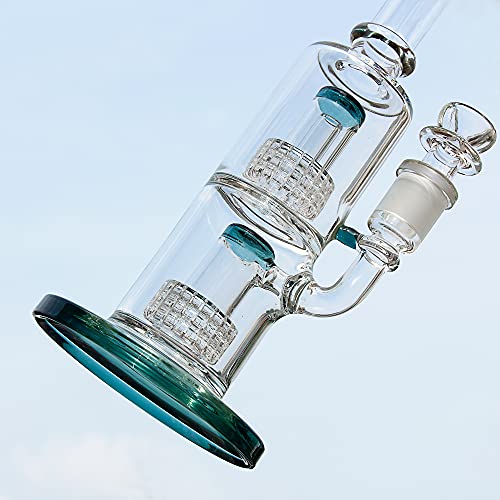 The7boX Dicke Bong Glas Wasserbongs gerade Wasserpfeife 18,8 mm Rig Rohre mit doppelschichtigem Filter dunkelgr¡§1n – Bild 8