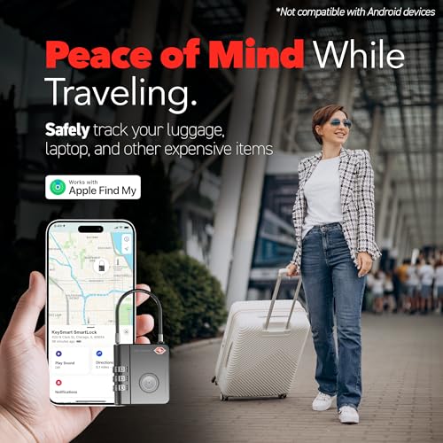 KeySmart SmartLock Tracking Luggage Locks, TSA Locks for Luggage, GPS Tracker, Combination Lock Compatible with Apple Find My App, Best Travel Essentials, Replaceable Non-Rechargeable Battery (1 Pack) - Image 3
