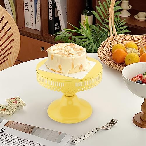 3-Set Cake Stand Round Cake Stands Metal Dessert Cupcake Candy Display For Wedding Event Birthday Party Baby Shower (Yellow) #TOP4
