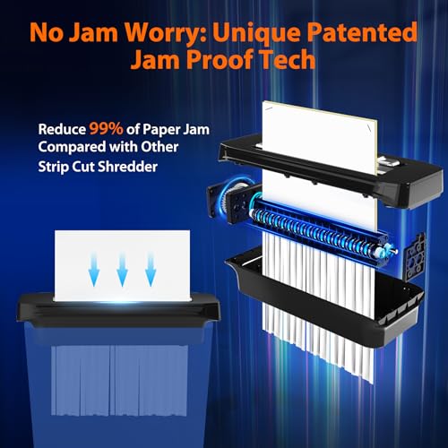 Image of VidaTeco 6-Sheet Strip Cut Mini Paper Shredder for Home Use, Portable Small Document Shredder Without Basket, Shreds Staples, CD, Credit Card, Auto-Off, Anti-Jam, Overheat Protection, Extendable Arm
