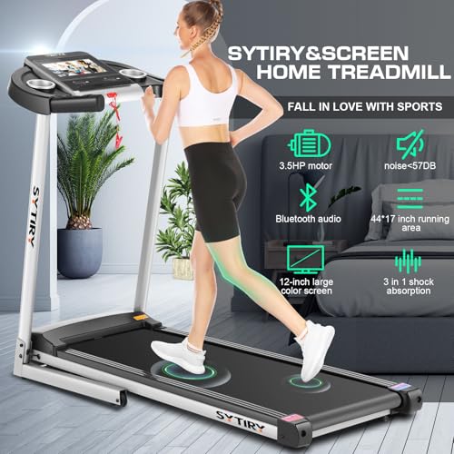 Image of Treadmills for Home with TV Screen and WiFi,Smart Foldable Treadmill Machine,3D Virtual Sports Scene,HiFi Speakers,Popular APP for Social Networking,Video,and Search,Walking Pad Treadmill