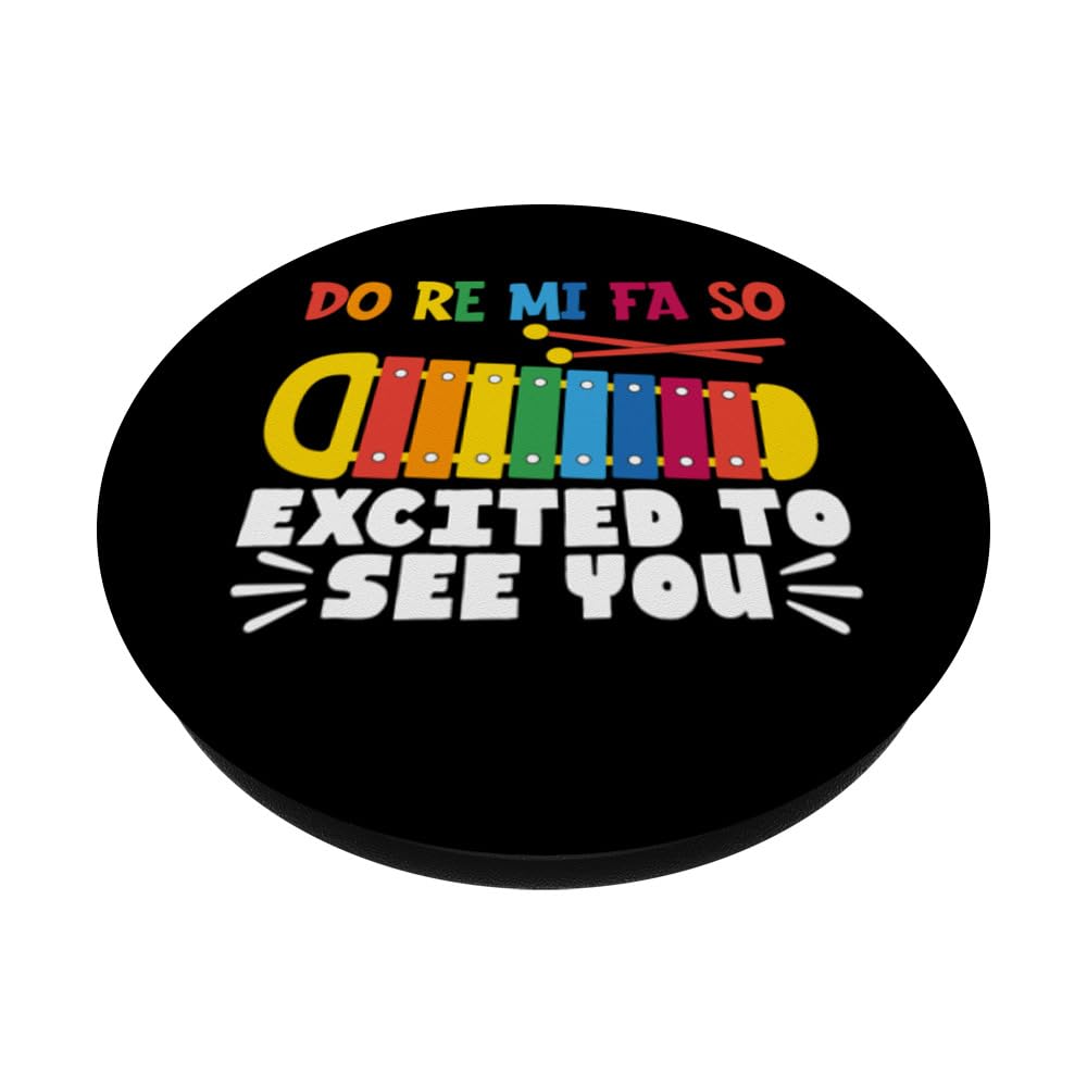 Music Teacher Do Re Mi Fa So Excited See You Back to School PopSockets Swappable PopGrip, Black - Image 2