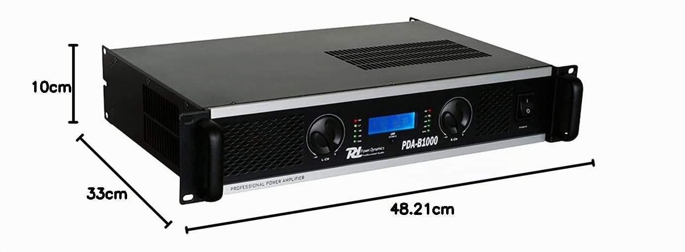 Power Dynamics PDA-B1000, Amplificateur Professionnel, Puissance 1000 Watts, Ventilateur Silencieux, Utilisation Mobile, Stéréo ou Bridgé, DJ, Concerts, Fêtes