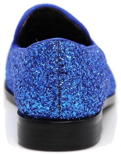Image of SPK04 Men's Vintage Glitter Dress Loafers Slip On Shoes Classic Tuxedo Dress Shoes
