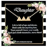 Daughter Necklace - Move Mountains, Sterling Silver 925, 18 Karat Gold Plated, Daughter Gifts from Mom or Dad, Necklace for Daughter, Birthday Gift, Graduation Gifts, Mother Daughter Jewelry Gifts