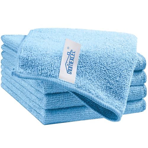 Image of HOMEXCEL Blue Cleaning Rags 5 Pack, Highly Absorbent Microfiber Cleaning Cloth for Kitchen, Lint Free, Scratch-Free, Reusable Microfiber Towels for House, Window and Glass, Cars, 11.5 X11.5 inch