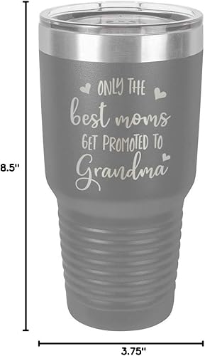Miniatura 10 de Only the Best Moms Get Promoted to Grandma Vaso gris de 30 onzas con popote y tapa superior deslizante  Taza de viaje de acero inoxidable  Comparar
