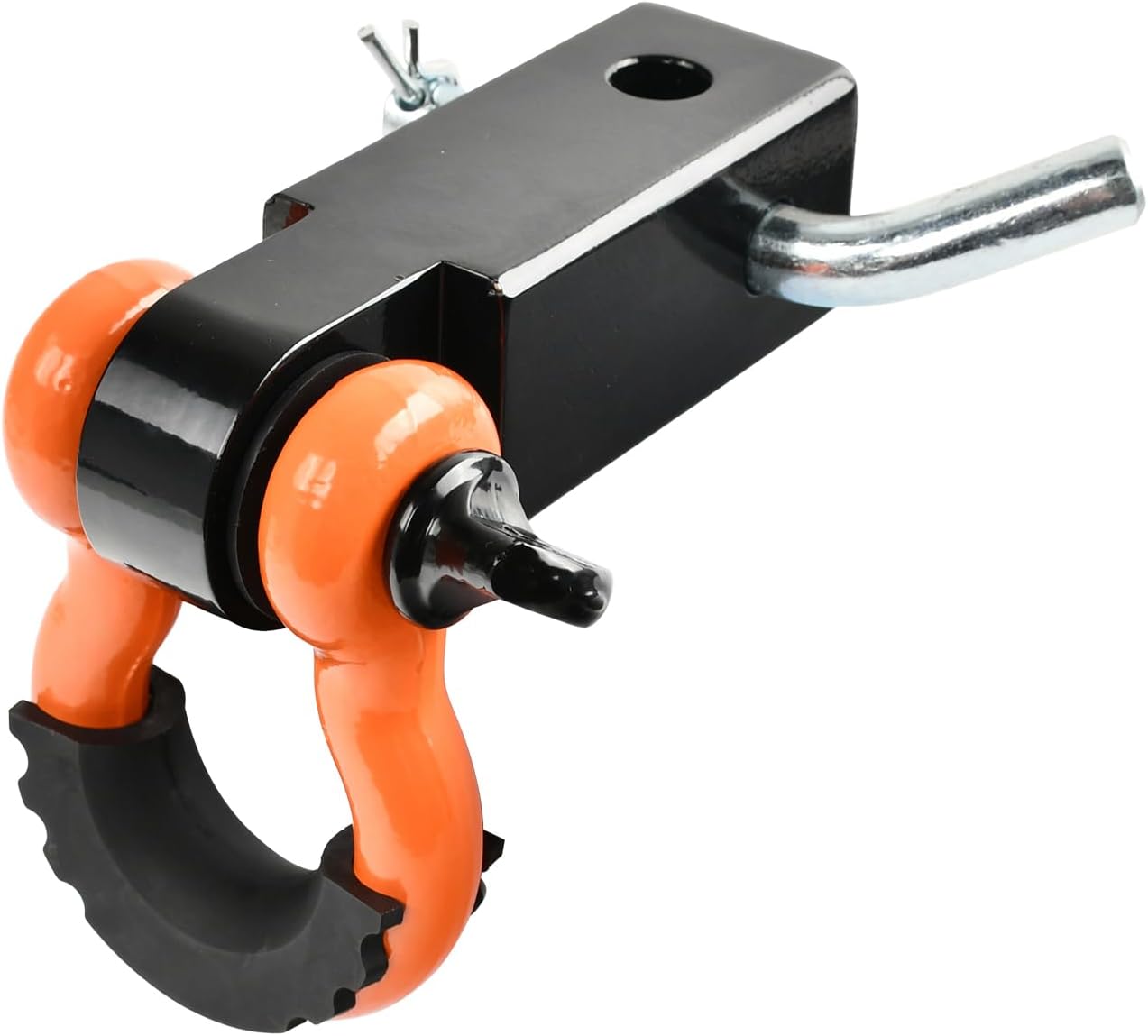 2 Inch Shackle Hitch Receiver, moafaye 3/4" D Ring Shackles, 45000 Lbs Breaking Strength, Towing Accessories for Vehicle Recovery. (Black & Orange)