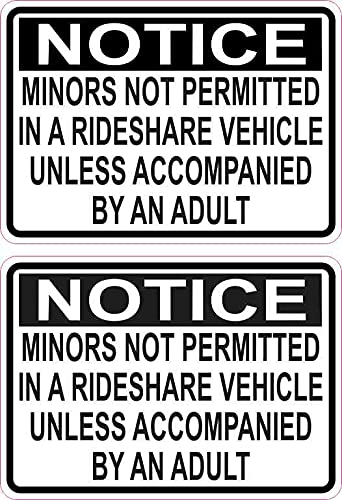 StickerTalk Minors Not Permitted in a Rideshare Vehicle Vinyl Stickers, 3.5 inches by 2.5 inches