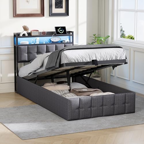 Struttura del letto facile da montare: il letto singolo con spazio di archiviazione e luci LED viene fornito con istruzioni dettagliate, strumenti di montaggio e parti numerate. È facile da montare se si seguono le istruzioni. Al fine di ridurre il rischio di danni, questo telaio per letto singolo viene spedito in 2 scatole e può arrivare in giorni diversi.