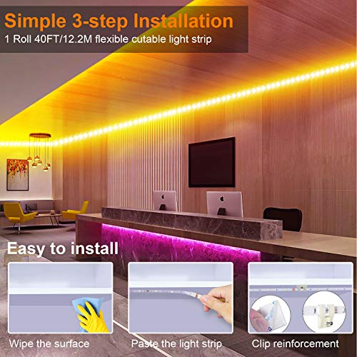 40FT Led Strip Lights, ViLSOM Smart APP and Remote Control Music Sync Led Lights for Bedroom, Room, Ceiling, Party, Home Decoration with SMD 5050LED 16 Million Colors RGB Light Strip Bias Lighting - Thumbnail 6