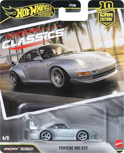 Hot Wheels Porsche 993 GT2 Voiture de Collection, Voiture Miniature Haut de Gamme à l'échelle 1:64 en métal moulé sous Pression avec pneus Real Riders et...