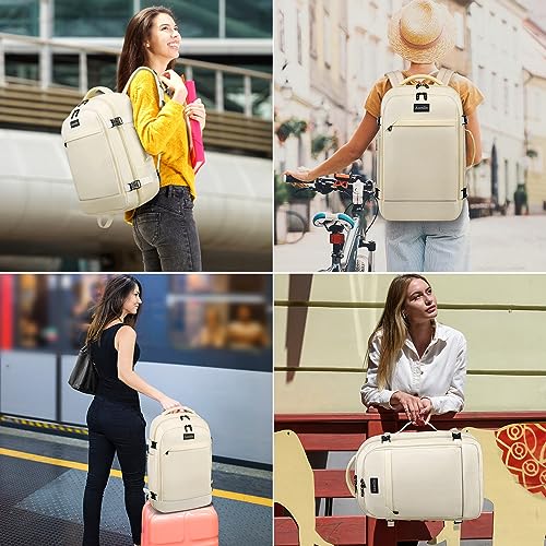 Asenlin Travel Backpack for Women Men,Flight Approved Carry On Luggage 30L Water Resistant Business Laptop Backpacks Fits TSA 15.6 Inch Computer College Weekender Outdoor Hiking-White - image 7